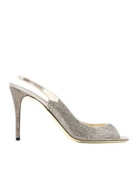 Valentino Gold Sequin Slingback Heels Size 36 or‎ 6 Italy Peep Toe Elastic Band